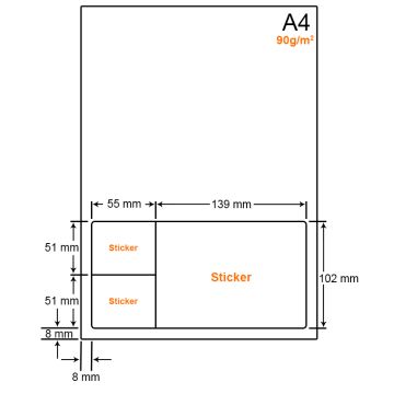 A4 Papier met 3 labels - WW4903A